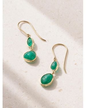 Pippa Small Double Drop 18-Karat Emerald Earrings - Blue