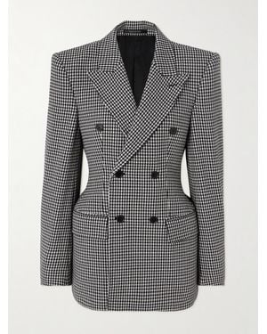 Balenciaga Hourglass Doppelreihiger Blazer Aus Wolle Mit Hahnentrittmuster - Grau