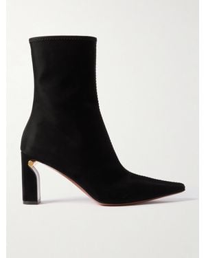 McQueen T-Bar Stiefel Aus Veloursleder - Schwarz