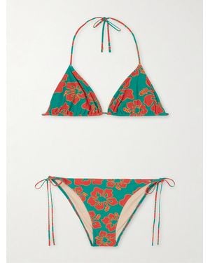 Lido Venti Printed Triangle Halterneck Bikini - Green