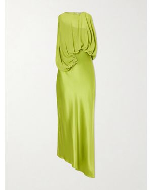 Christopher Esber Culumus Asymmetric Draped Silk-Chiffon And Satin Maxi Dress - Green