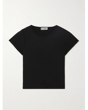 ÉTERNE Short Sleeve Baby Tee Cropped Cotton And Modal-Blend Jersey T-Shirt - Black