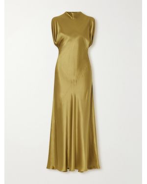 Abadia Quinn Silk-Satin Midi Dress - Metallic