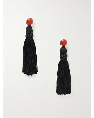 Sophie Buhai Cleo Tasselled And Cornelian Earrings - Black