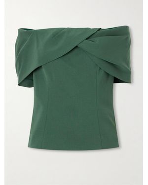 Carolina Herrera Off-The-Shoulder Wool-Blend Blouse - Green