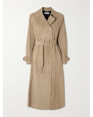 Nour Hammour Tate Trenchcoat Aus Veloursleder Mit Gürtel - Natur