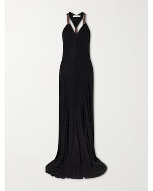 Christopher Esber Chime Wood-Embellished Jersey Maxi Dress - Black