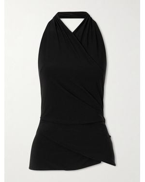 SIR. Matheo Draped Jersey Tank - Black