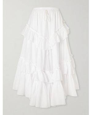 Chloé Ruffled Tiered Cotton-Voile Midi Skirt - White
