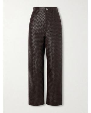Bottega Veneta Hose Mit Geradem Bein Aus Intrecciato-Leder - Grau