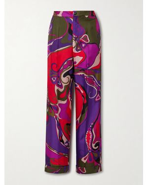 PUCCI Orchidee Printed Silk-Twill Straight-Leg Trousers - Multicolour