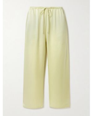 Leset Barb Cropped Satin Wide-Leg Trousers - Yellow