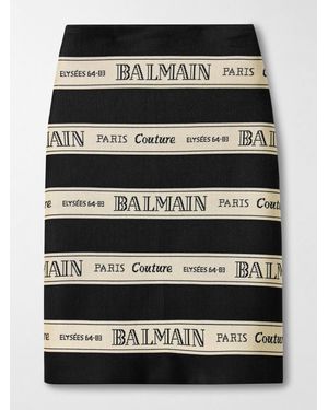 Balmain Canvas-Jacquard Midi Skirt - Black