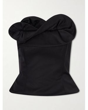 Magda Butrym Ruffled Wool And Silk-Blend Corset Top - Black