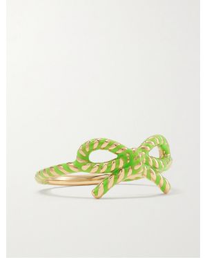 Alison Lou Streamer 14-Karat And Enamel Ring - Green