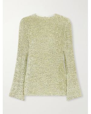 LIBEROWE Elora Cut-Out Lurex Chenille Blouse - Green