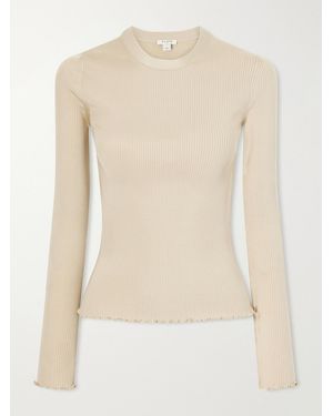 Alaïa Ribbed Silk-Blend Top - Natural