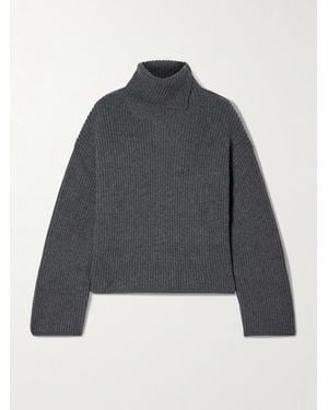 JOSEPH Rollkragenpullover Aus Einer Gerippten Mischung Aus Wolle, Seide Und Kaschmir - Blau