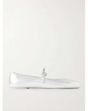 Gianvito Rossi Carla Metallic Leather Mary Jane Flats - Natural