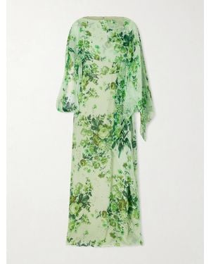 Erdem Floral-Print Crêpon Gown - Green
