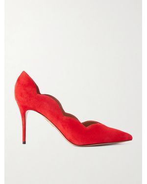 Aquazzura Petal 85 Suede Court Shoes - Red