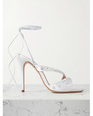 Alessandra Rich Sandalen Aus Satin Mit Kristallen - Weiß