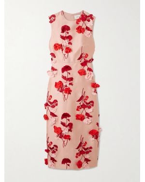 Erdem Midikleid Aus Mikado Mit Applikationen Aus Chiffon Und Stickereien - Weiß