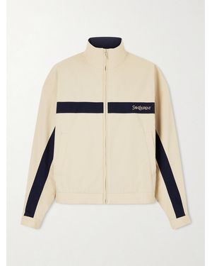 Saint Laurent Embroidered Striped Cotton Jacket - Natural