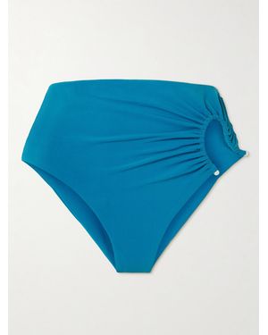 Christopher Esber Crescent Embellished Cutout Ruched Bikini Briefs - Blau