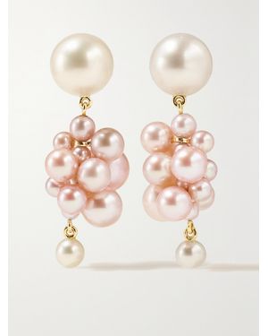 Sophie Bille Brahe Botticelli Rose 14-Karat Pearl Earrings - Metallic