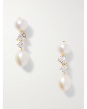 Completedworks Plated, Pearl And Cubic Zirconia Earrings - Natural