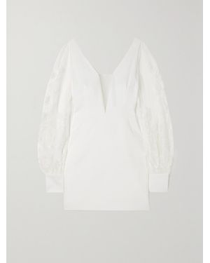 Rime Arodaky Lisa Open-Back Embroidered Tulle And Crepe Mini Dress - White