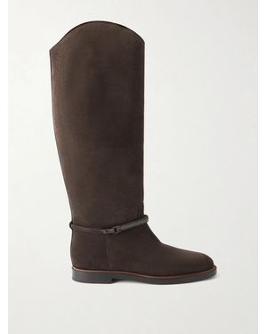 Brunello Cucinelli Embellished Suede Boots - Brown