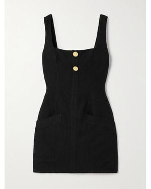 LeKasha Eissa Button-Embellished Linen Mini Dress - Black