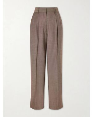 Blazé Milano Aile Fox Pleated Wool And Mohair-Blend Straight-Leg Pants - Brown