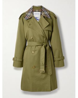 Burberry Doppelreihiger Trenchcoat Aus Baumwoll-Twill Mit Gürtel - Grün
