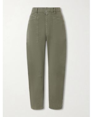 Nili Lotan Shon Cotton-Blend Twill Tapered Trousers - Green