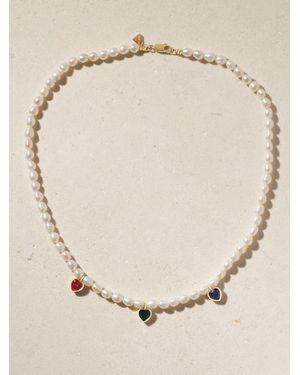 Alison Lou So Much Love Kette Mit Perlen, Mehreren Synthetischen Steinen Und Details Aus 14 Karat - Natur