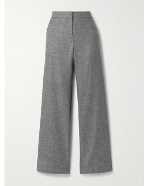 La Ligne Cadet Herringbone Woven Wide-Leg Trousers - Grey