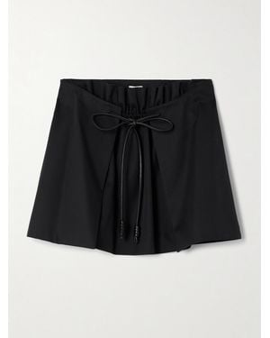 Loewe Leather-Trimmed Layered Cotton And Silk-Blend Mini Skirt - Black