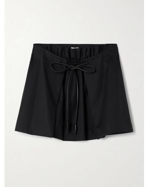 Loewe Mini-Jupe En Coton Et Soie Mélangés À Finitions En Cuir Et À Superposition - Noir
