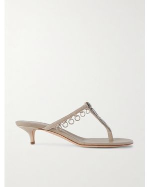 Christopher Esber Pierced Embellished Suede Sandals - White