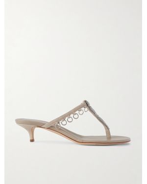 Christopher Esber Pierced Zehensandalen Aus Veloursleder Mit Verzierungen - Weiß