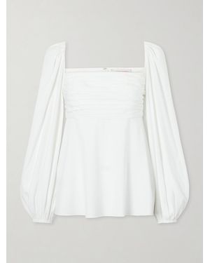 Carolina Herrera Cotton-Blend Poplin Blouse - White