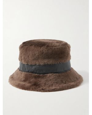 Gigi Burris Millinery Molly Leather-Trimmed Shearling Bucket Hat - Brown