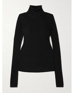 Maria McManus Ribbed Merino Wool Turtleneck Jumper - Black