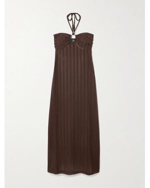 Melissa Odabash Harriet Embellished Crocheted Halterneck Maxi Dress - Brown