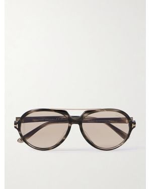 Tom Ford Aalto Aviator-Style-Tone And Acetate Sunglasses - Natural