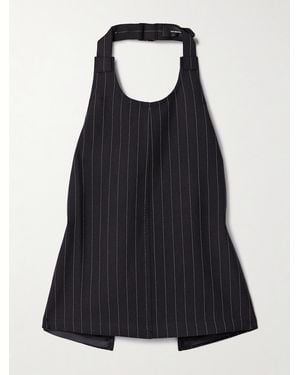 Wardrobe NYC Open-Back Pinstriped Wool-Twill Halterneck Tank - Black