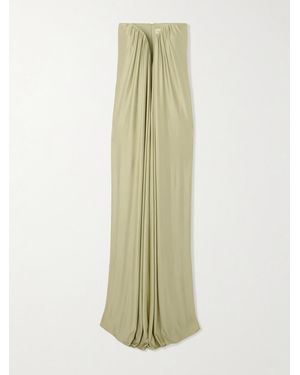 The New Arrivals Ilkyaz Ozel Olivienne Strapless Pleated Satin Gown - White
